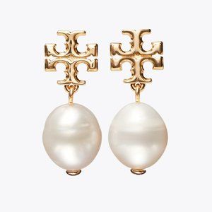 Tory Burch Kira Pearl Drop Earrings in Tory Gold/Ivory (18K GOLD PLATING) (NWT)